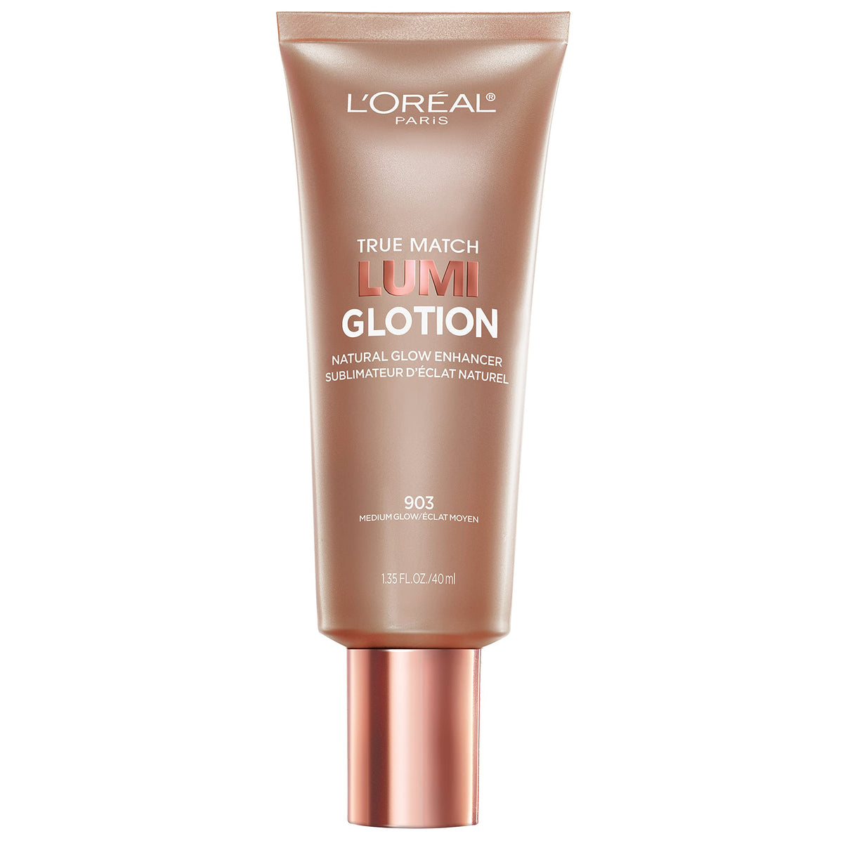 L'Oreal Paris front packaging showing True Match Lumi Glotion product benefit glow