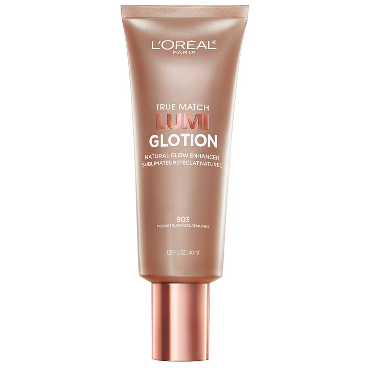 L'Oreal Paris front packaging showing True Match Lumi Glotion product benefit glow