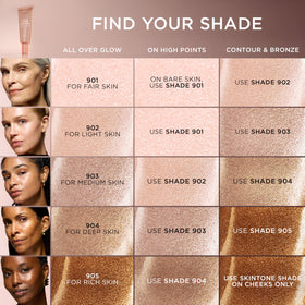 L'Oreal Paris on décolletage showing subtle body glow and skin-enhancing sheen