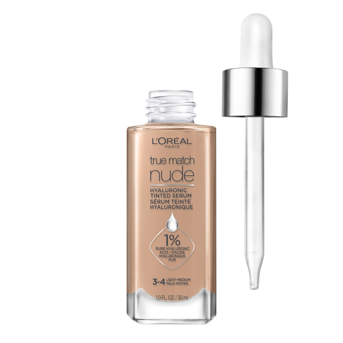 L'Oreal Paris bottle front packaging showing shade and radiance benefit