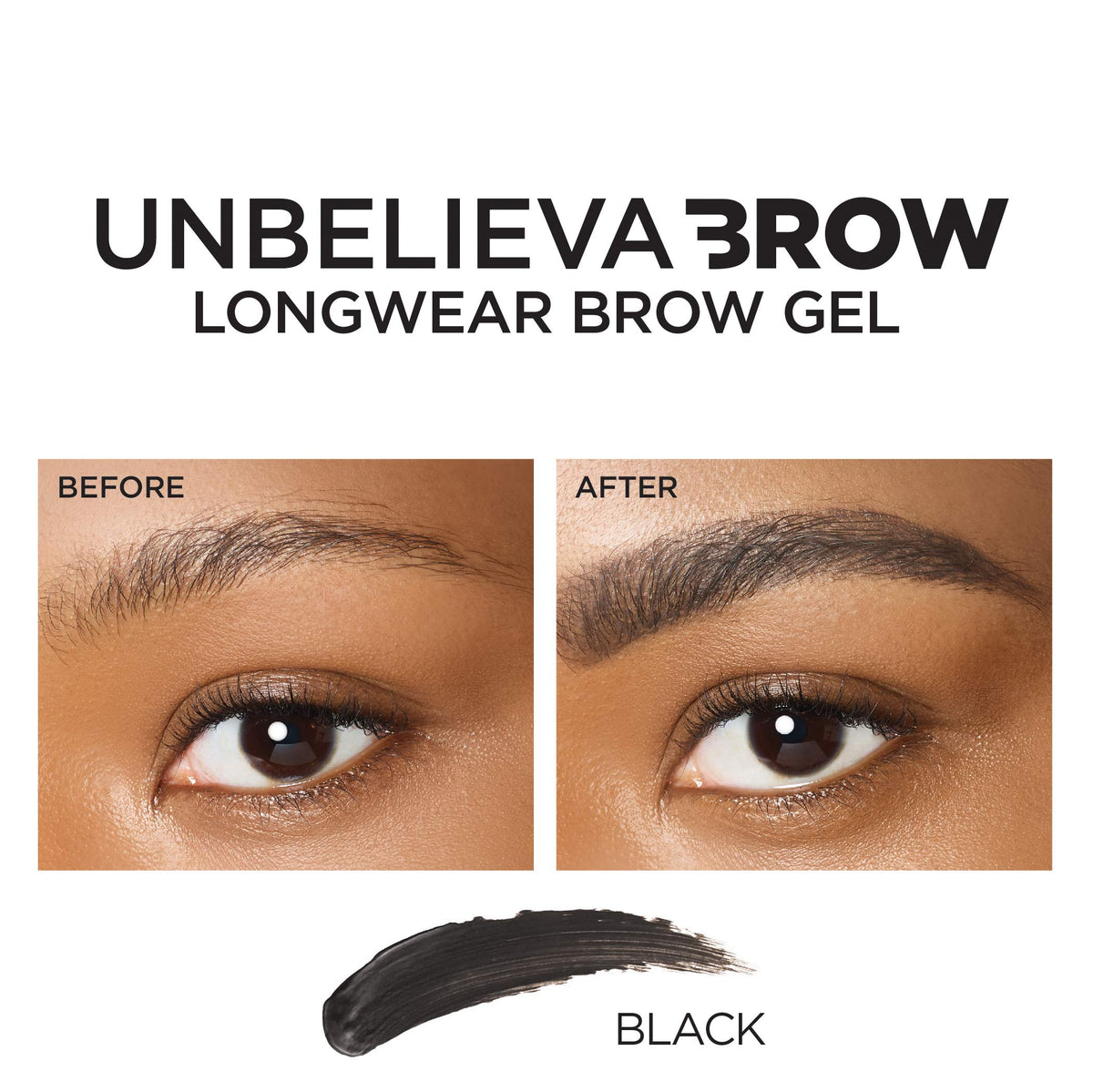 L'Oreal Paris before and after brows showing noticeable definition