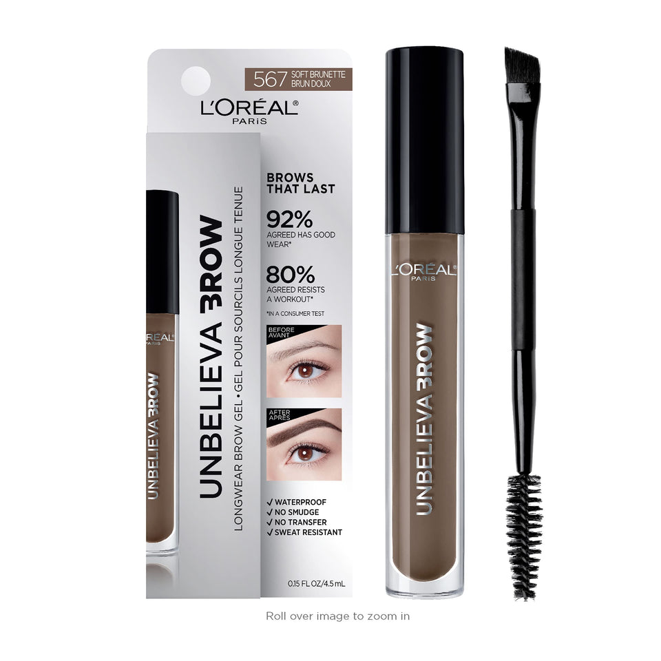 L'Oreal Paris front packaging showcasing soft brunette shade and longwear benefit