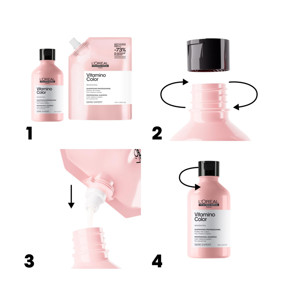 L'Oréal Professionnel shampoo in use with rich lather on colored hair