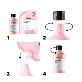 L'Oréal Professionnel shampoo in use with rich lather on colored hair