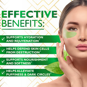Lorelis Lab close-up of green tea collagen gel pad texture and glow