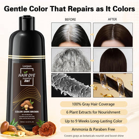 lorpon foam applied to hair showing even coverage on roots