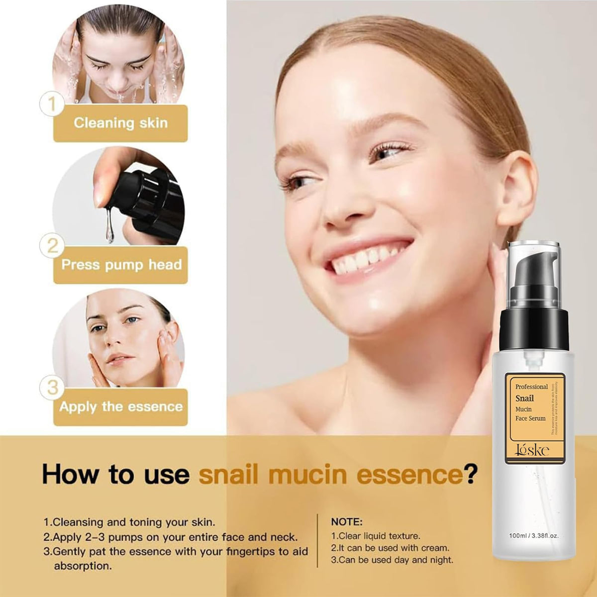 Loske serum applied on hand demonstrating smooth spread and instant hydration