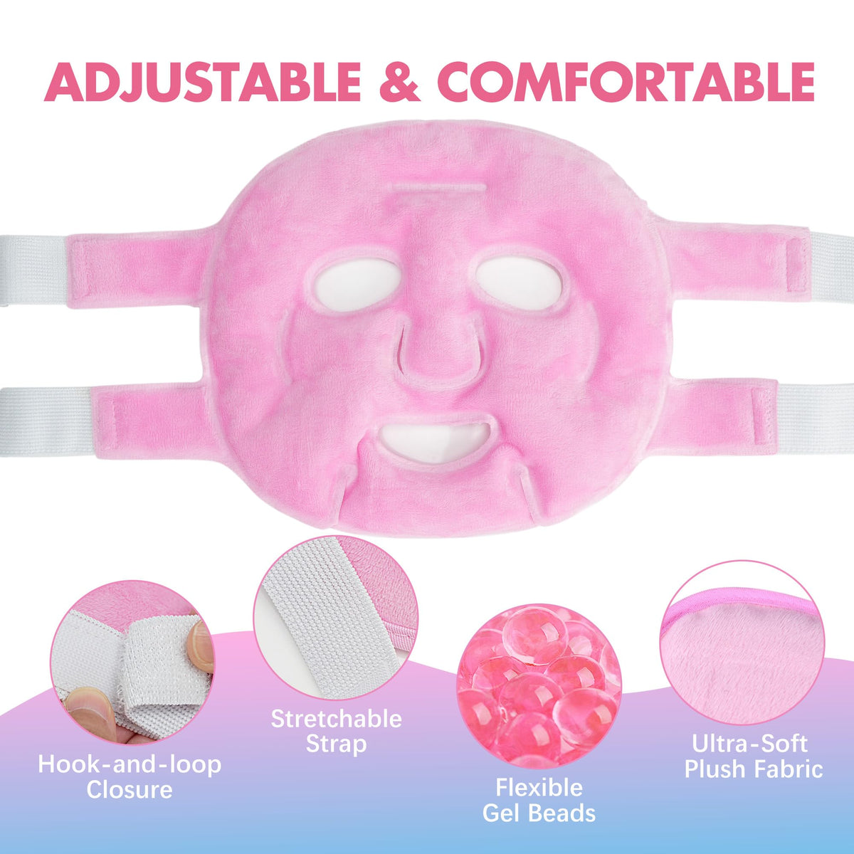 LotFancy face mask in use while lying down providing soothing cold therapy