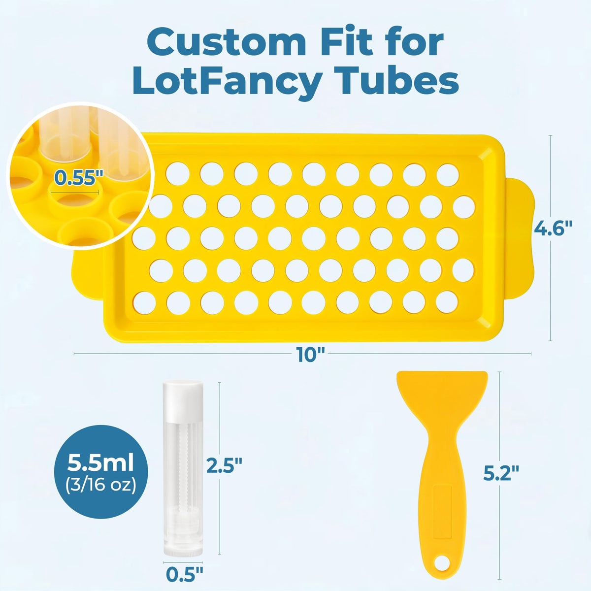 LotFancy stacked capped tubes prepared for purse storage and on-the-go protection