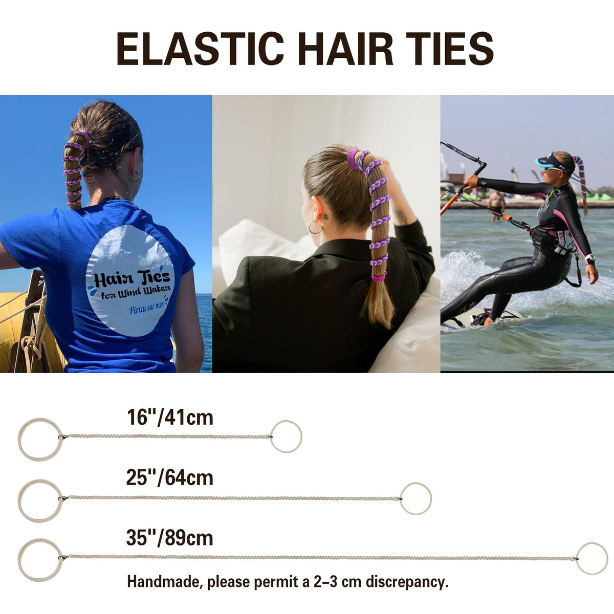LOTMIAI lifestyle beach surf shot with secure ponytail for wind and waves