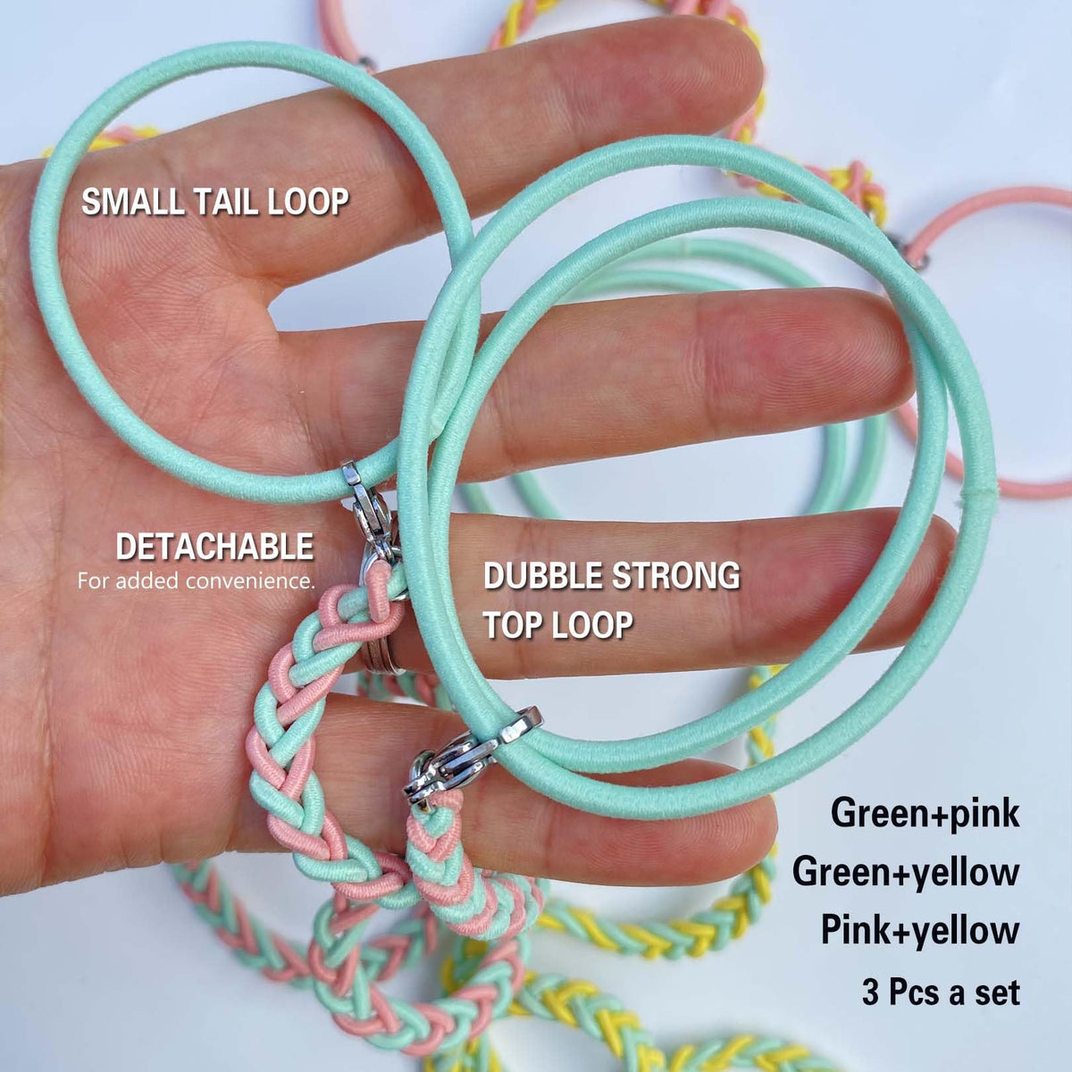 LOTMIAI colorful braided ties on a model outdoors, stylish functional accessory