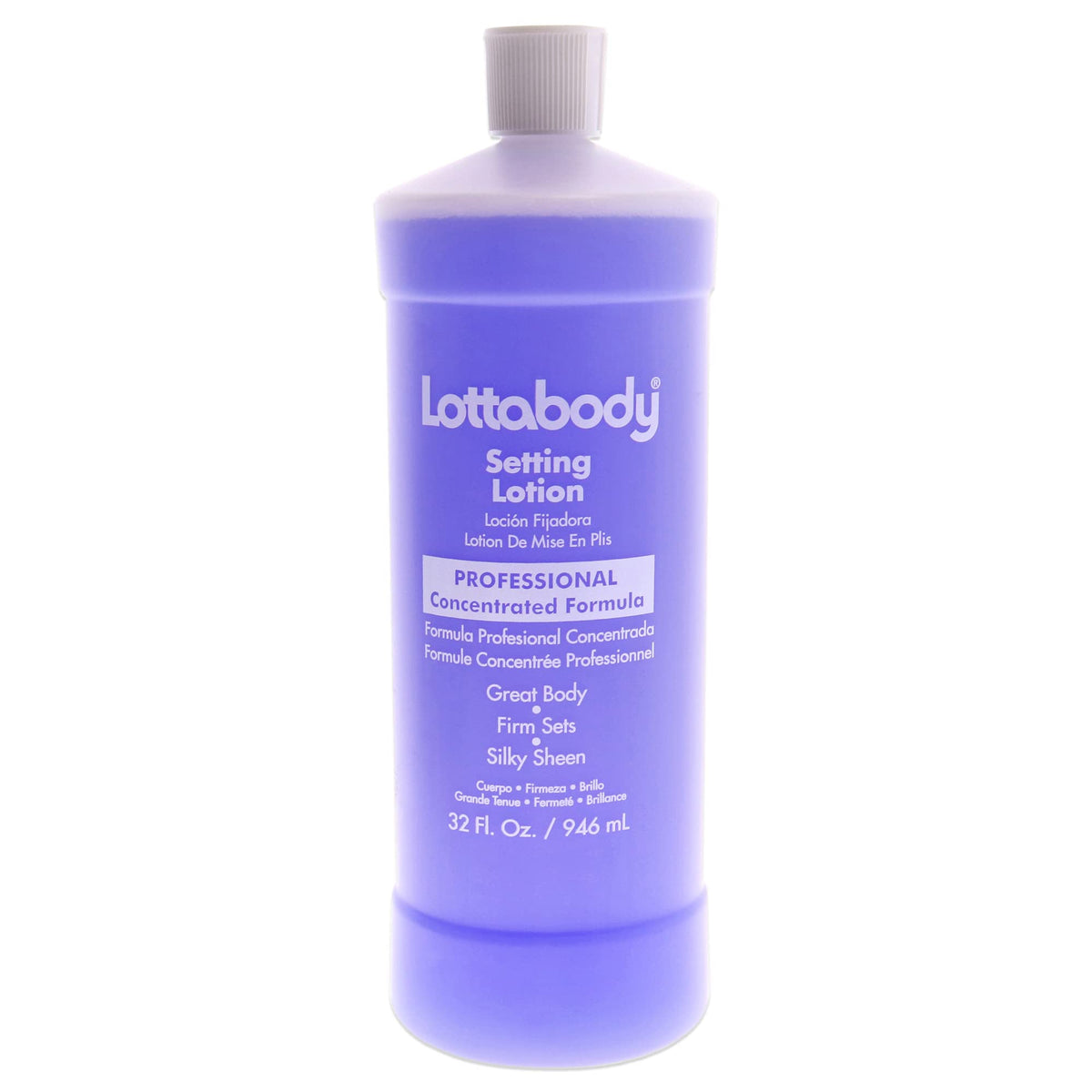 Lottabody front bottle view showing label and large 32 oz size for long-lasting use