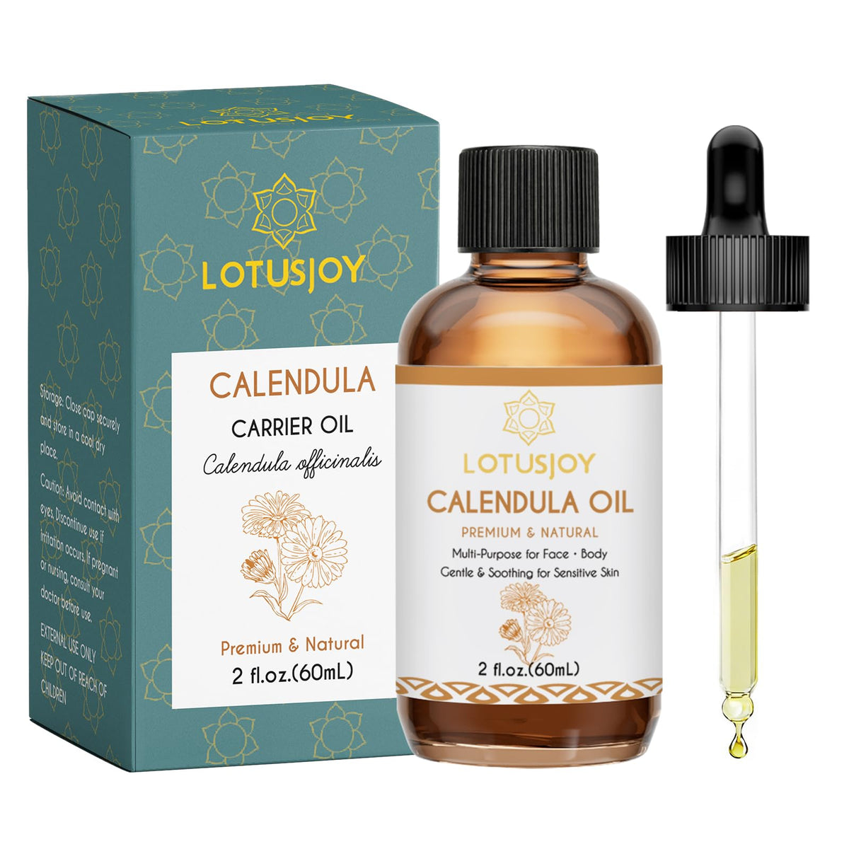 LOTUSJOY amber bottle front view showing clean packaging and portability