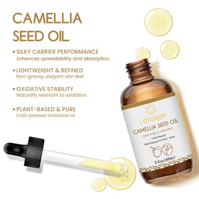 LOTUSJOY dropper dispensing camellia oil demonstrating controlled application