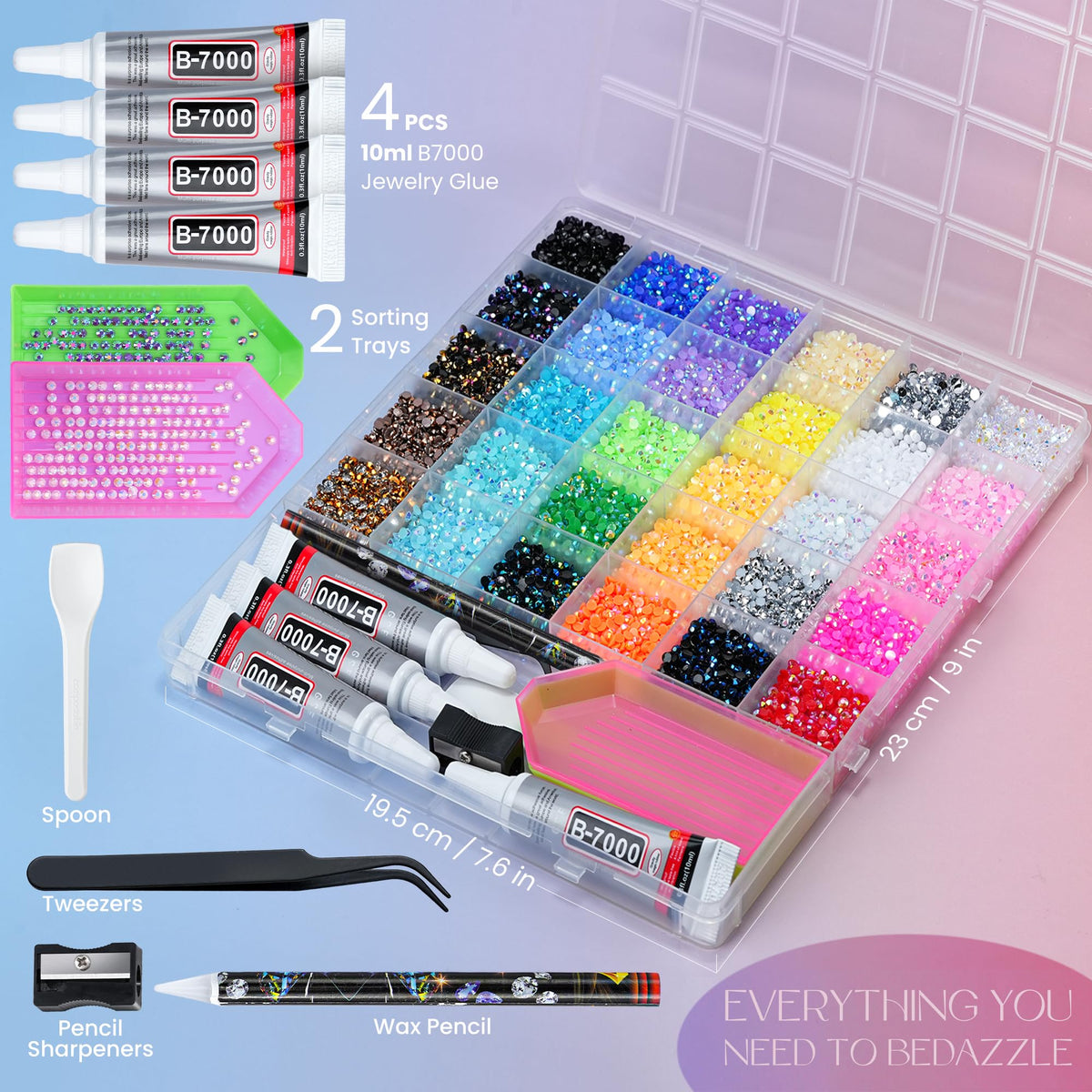 LOTWOW colorful 30-color 3mm rhinestone array for versatile design choices