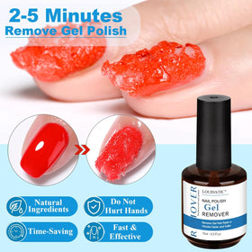 LOUINSTIC 15ml gel remover bottle close-up, fast lift benefit