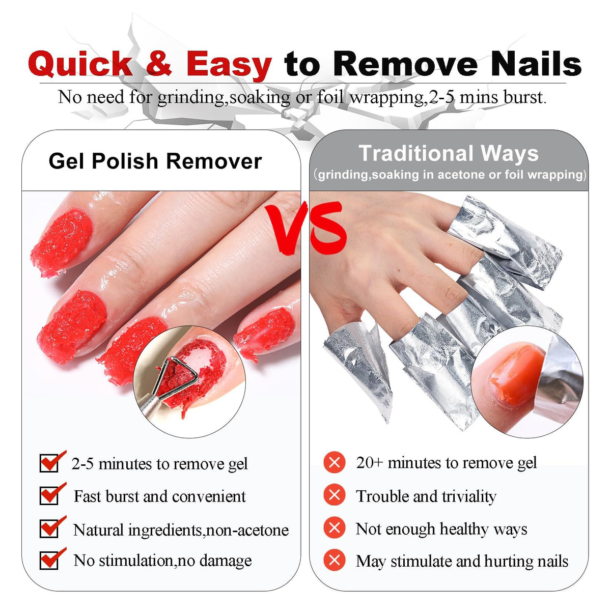 LOUINSTIC application on nail demo showing fast gel softening in minutes