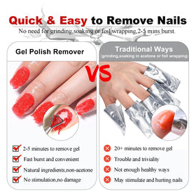 LOUINSTIC application on nail demo showing fast gel softening in minutes