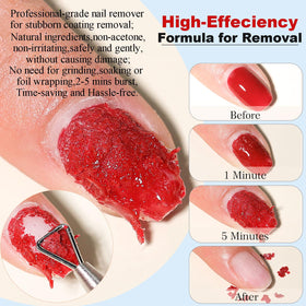 LOUINSTIC being applied to a nail to speed up removal and reduce soak time