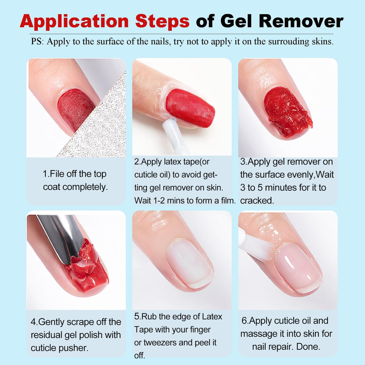 LOUINSTIC before and after nails showing lifted gel and cleaner nail bed
