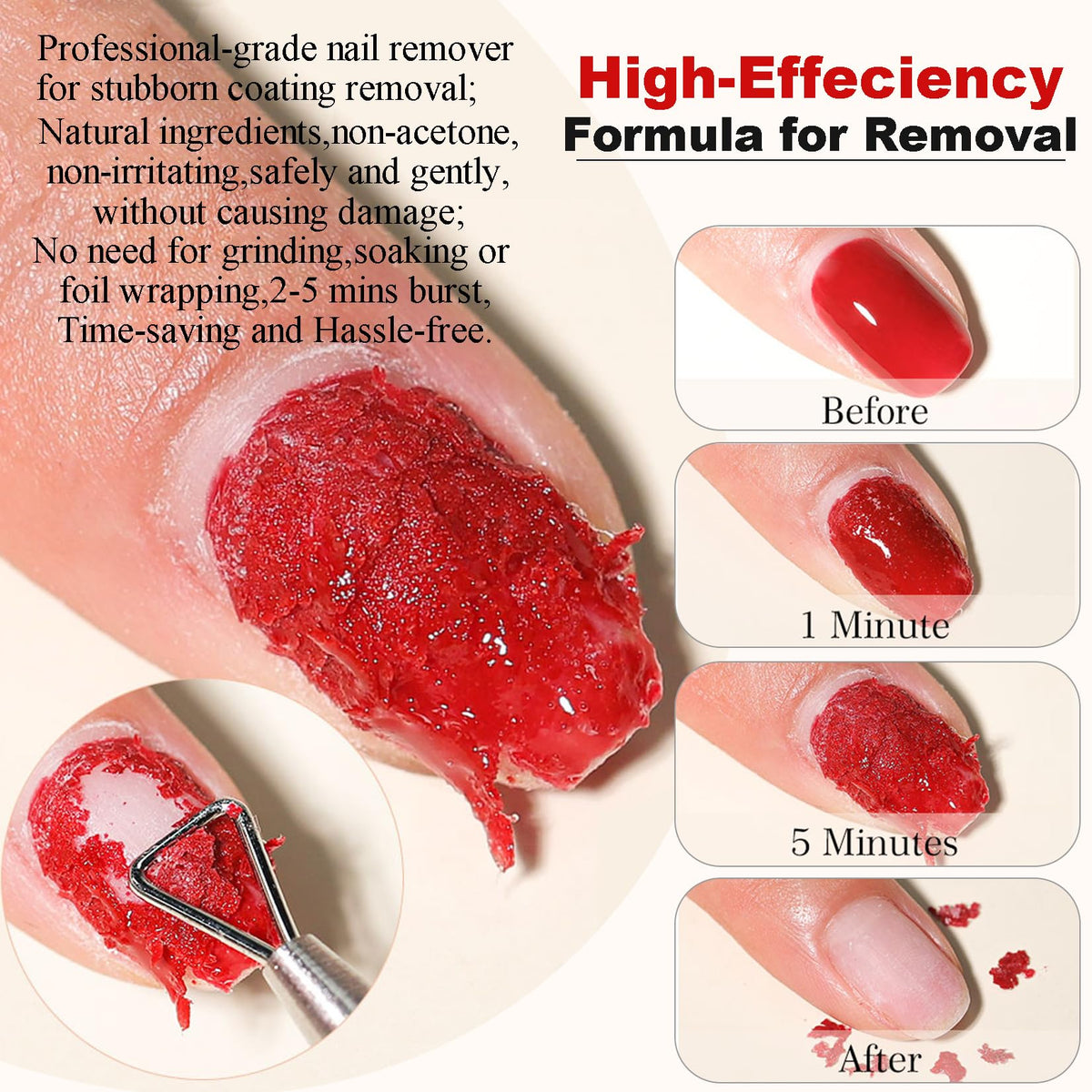 LOUINSTIC steel cuticle pusher and scraper detail for safe polish removal