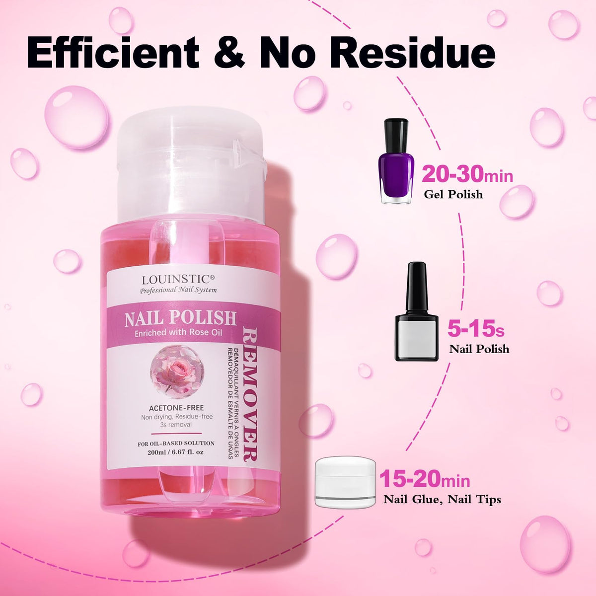 Step-by-step demo using LOUINSTIC to soak off gel polish demonstrating safe removal