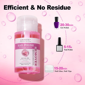 Step-by-step demo using LOUINSTIC to soak off gel polish demonstrating safe removal