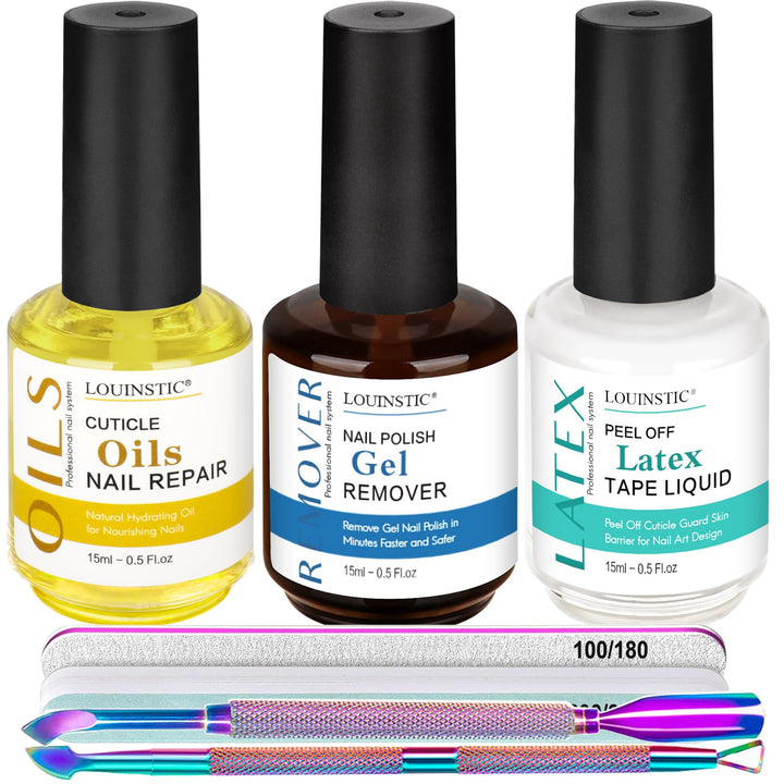 LOUINSTIC kit front packaging showing complete remover set and benefits