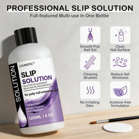 LOUINSTIC used during salon poly gel application on hands, smoother sculpting benefit