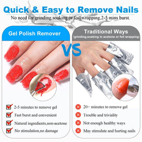 LOUINSTIC product in use on fingernail showing quick gel lifting action