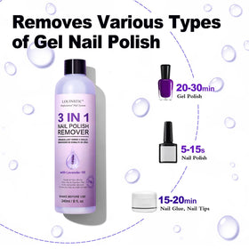 LOUINSTIC removing regular nail polish with cotton ball demonstrating fast results