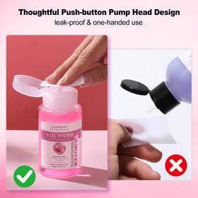 Droplet of LOUINSTIC remover on fingertip showing smooth texture and fast action