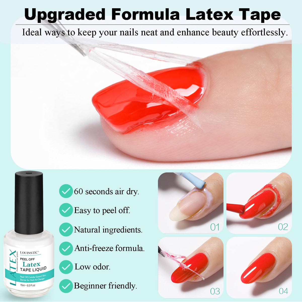 LOUINSTIC manicure tools layout for efficient, low-mess gel removal