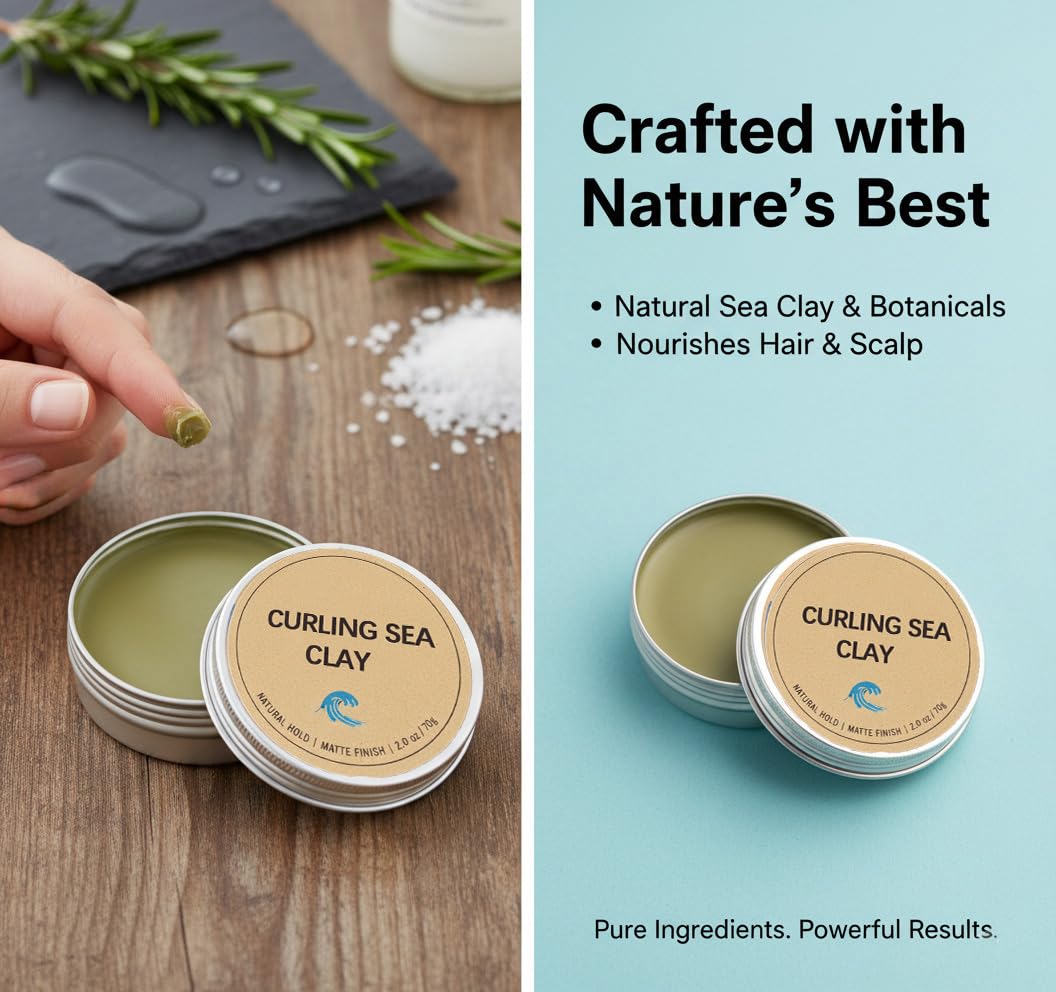 Hands applying Louma Curling Sea Clay demonstrating easy scoop and workable hold benefit