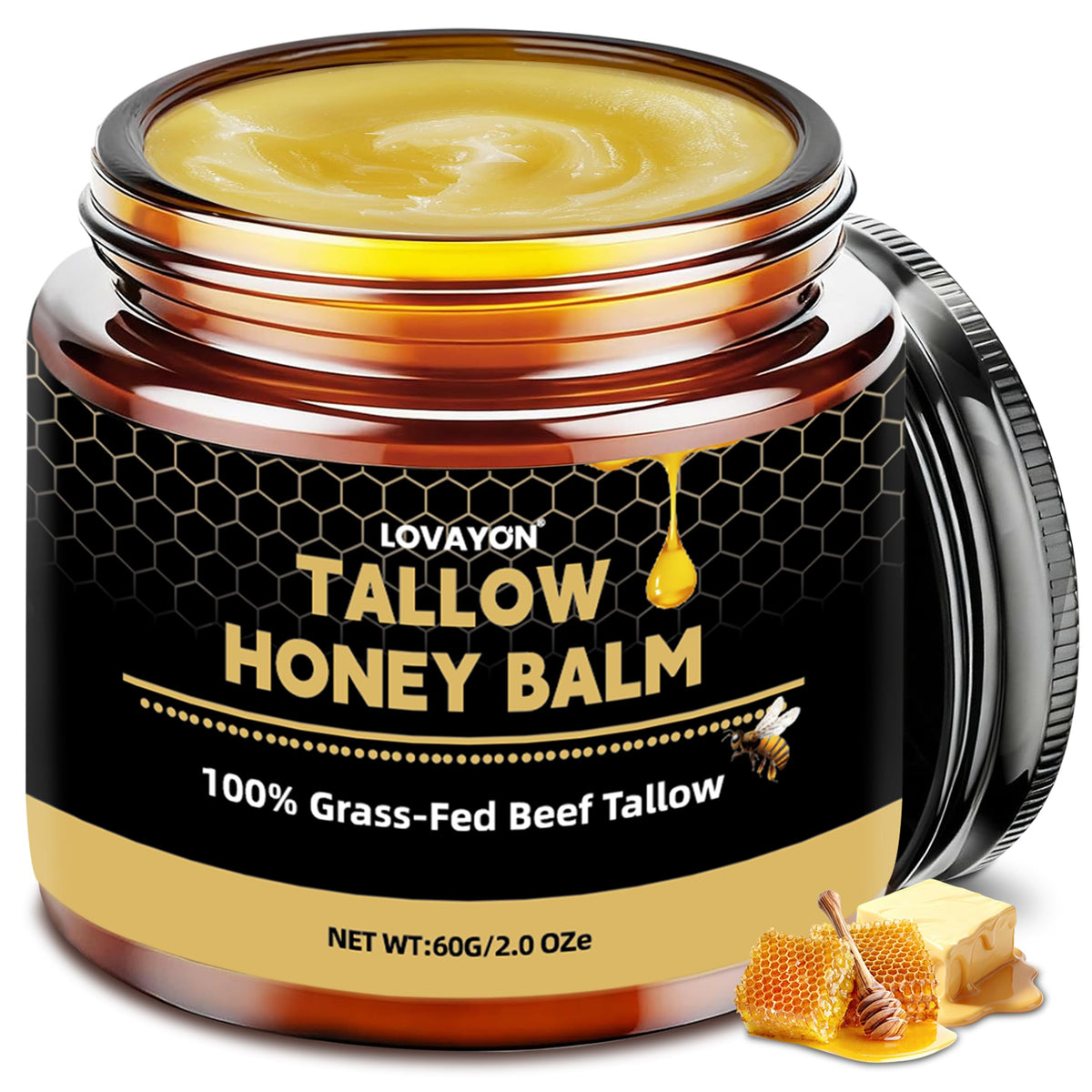 LOVAYON jar front view showing compact 2oz packaging and unscented balm