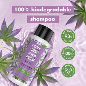 Love Beauty and Planet back label listing ingredients and benefits