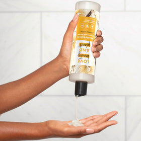 Love Beauty And Planet bottle label emphasizing 100% recycled packaging and sustainability benefit