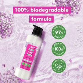 Love Beauty And Planet creamy shampoo milk texture showing gentle hydration benefit