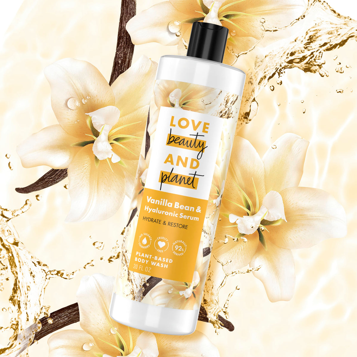 Love Beauty And Planet creamy lather close-up highlighting hydration and gentle cleanse