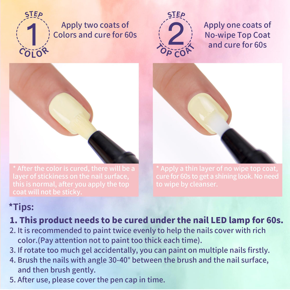 Love easy cured manicure on nails under lamp, long-lasting glossy result benefit