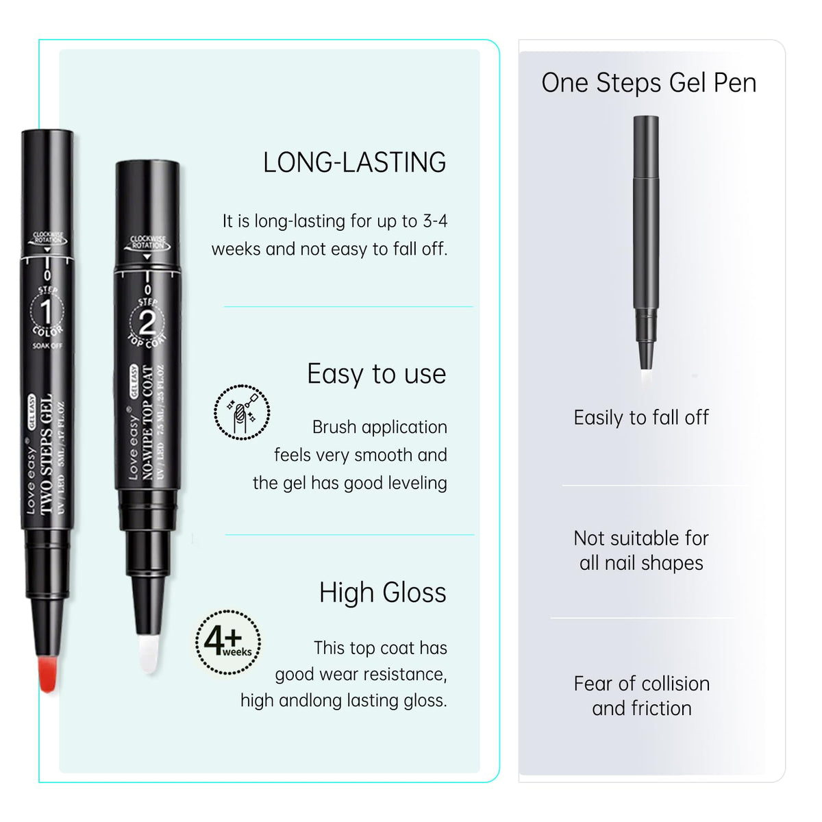 Love easy close-up of gel color pen tip and brush, precise application benefit