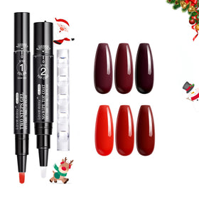 Love easy front packaging showing six red gel pens and top coat, clear kit view