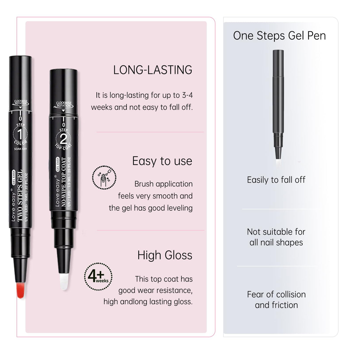 Love easy single pen close-up with cap off showing easy brush application benefit