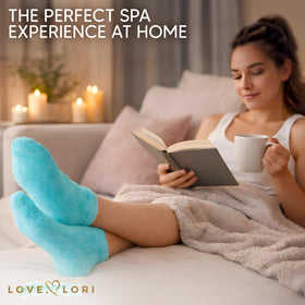 LOVE, LORI socks beside ruler showing size 9–11 fit
