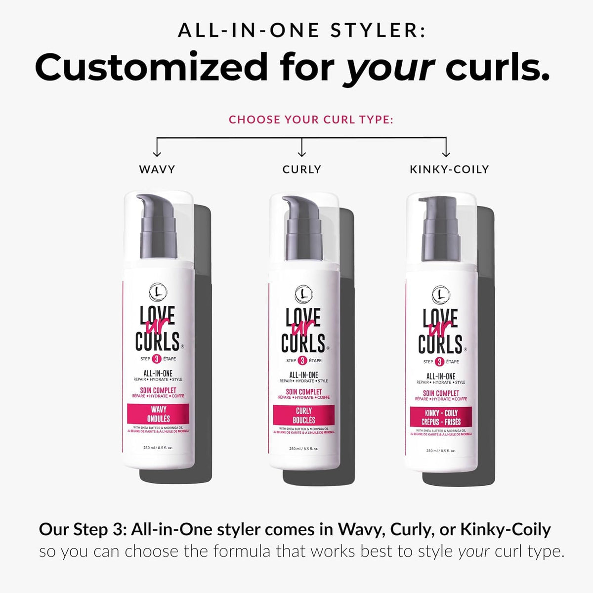 Love Ur Curls before and after curls showing defined, frizz-reduced results