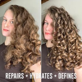 Love Ur Curls conditioner creamy texture demonstrating detangling slip