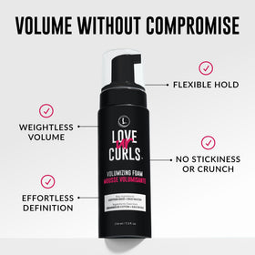 Love Ur Curls foam in hands ready for application to evenly distribute product