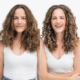 Love Ur Curls foam being diffused to speed drying and boost curl bounce