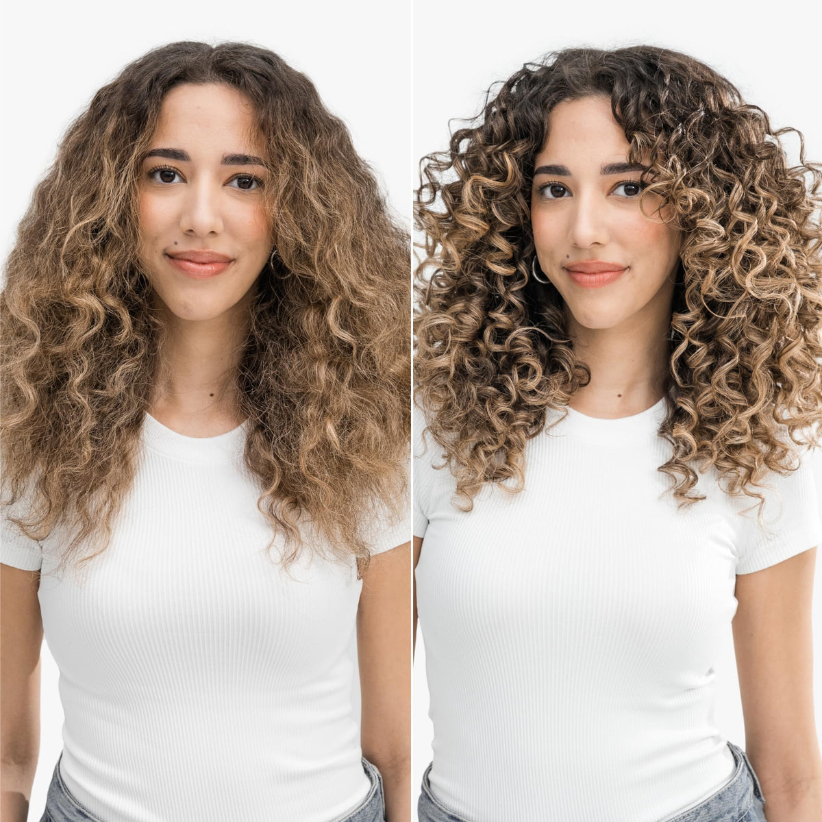 Love Ur Curls foam lifting roots to demonstrate added volume benefit