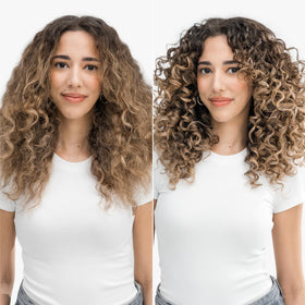 Love Ur Curls foam lifting roots to demonstrate added volume benefit